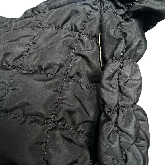Black Quilted Puffer Shoulder Crossbody Hobo Bag - Picture 9 of 11